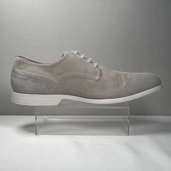 Stacy Adams Wilcox Suede Leather Lace Up Oxfords Dress Shoes 13 M Light Grey - Picture 2 of 8